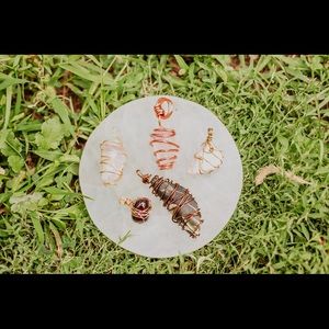 Wire wrapped crystal chunks